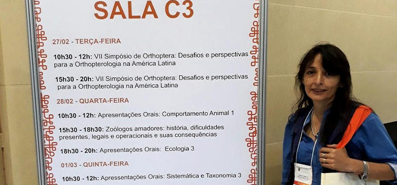 Dra. Marcela Peralta, directora de Zoología de la FML, disertante en el XXXII Congreso Brasileño de Zoología