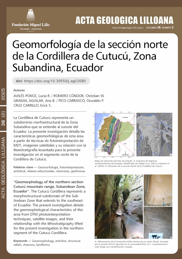 Geomorfología de la sección norte de la Cordillera de Cutucú, Zona Subandina, Ecuador