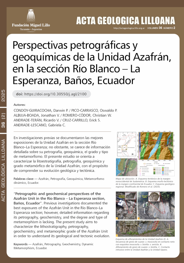 Perspectivas petrográficas y geoquímicas de la Unidad Azafrán, en la sección Río Blanco – La Esperanza, Baños, Ecuador