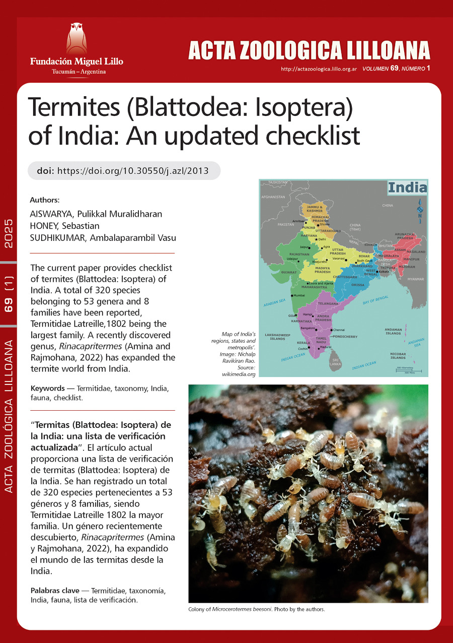 Termitas (Blattodea: Isoptera) de la India: una lista de verificación actualizada