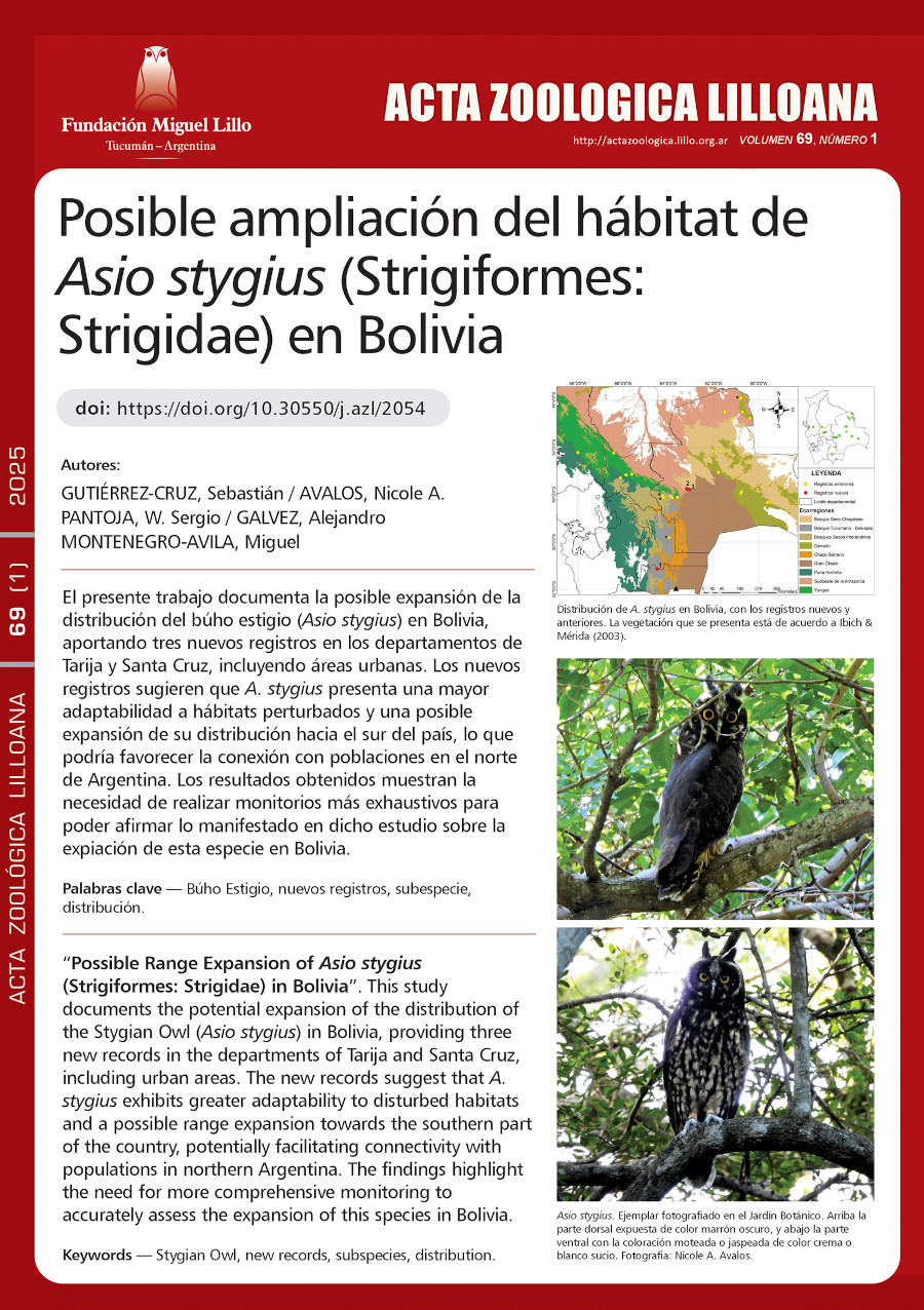 Posible ampliación del hábitat de Asio stygius (Strigiformes: Strigidae) en Bolivia