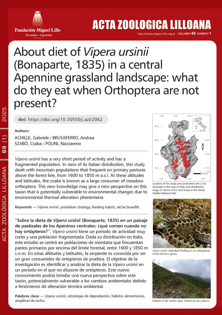 Sobre la dieta de Vipera ursinii (Bonaparte, 1835) en un paisaje de pastizales de los Apeninos centrales: ¿qué comen cuando no hay ortópteros?