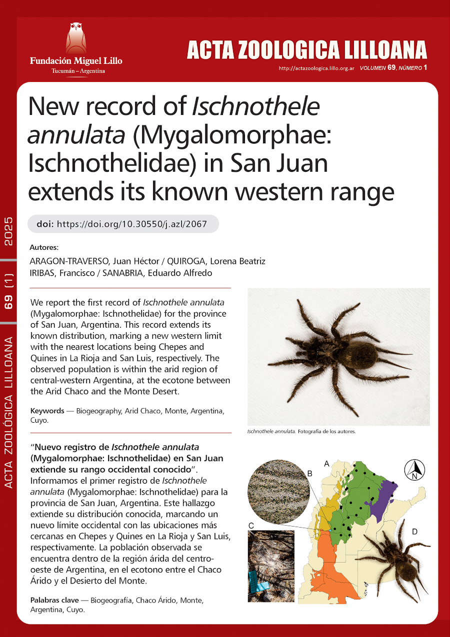 Nuevo registro de Ischnothele annulata (Mygalomorphae: Ischnothelidae) en San Juan extiende su rango occidental conocido