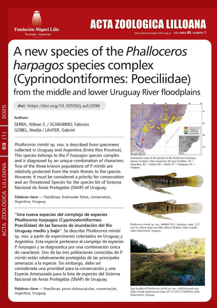 Una nueva especies del complejo de especies Phalloceros harpagos (Cyprinodontiformes: Poeciliidae) de las llanuras de inundación del Río Uruguay medio y bajo