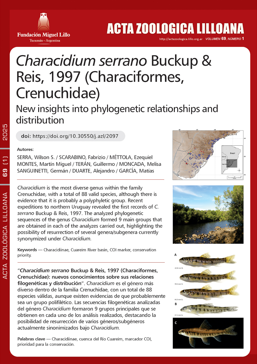 Characidium serrano Buckup & Reis, 1997 (Characiformes, Crenuchidae): nuevos conocimientos sobre sus relaciones filogenéticas y distribución