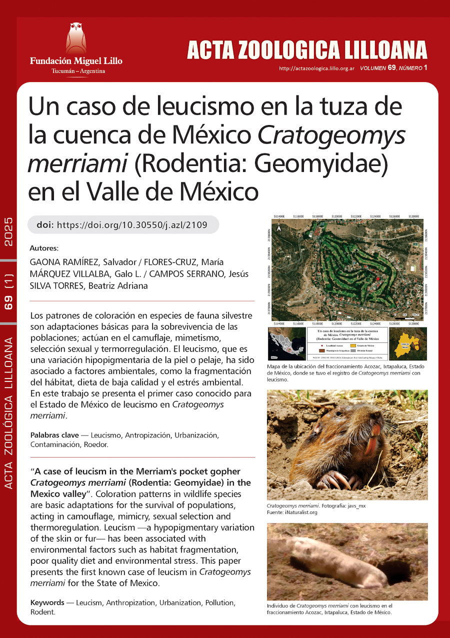 Un caso de leucismo en la tuza de la cuenca de México Cratogeomys merriami (Rodentia: Geomyidae) en el Valle de México