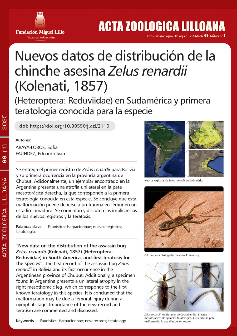 Nuevos datos de distribución de la chinche asesina Zelus renardii (Kolenati, 1857) (Heteroptera: Reduviidae) en Sudamérica y primera teratología conocida para la especie