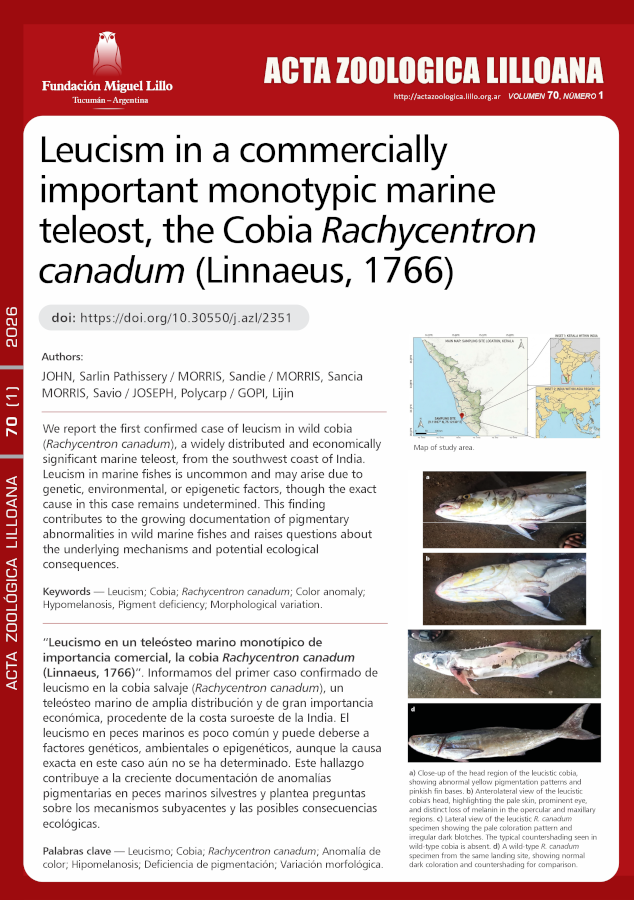 Leucismo en un teleósteo marino monotípico de importancia comercial, la cobia Rachycentron canadum (Linnaeus, 1766)