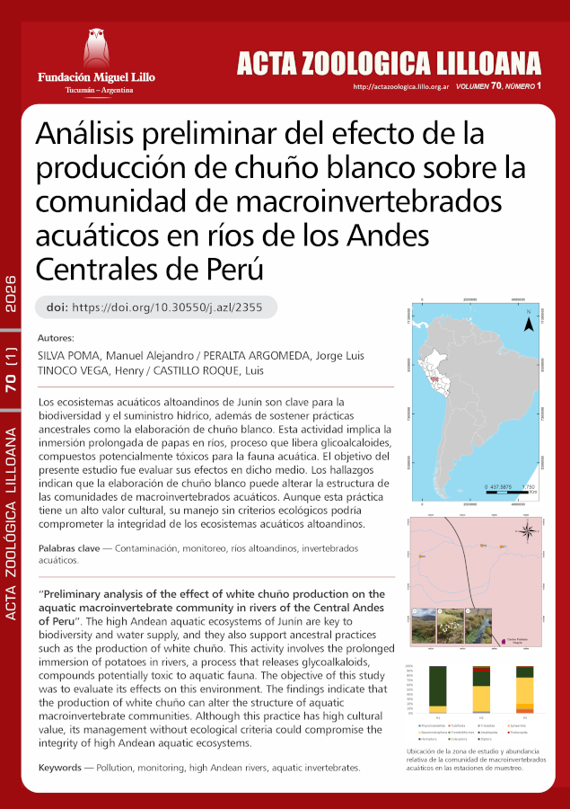 Análisis preliminar del efecto de la producción de chuño blanco sobre la comunidad de macroinvertebrados acuáticos en ríos de los Andes Centrales de Perú