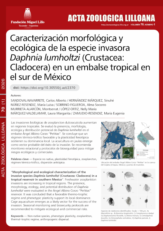 Caracterización morfológica y ecológica de la especie invasora Daphnia lumholtzi (Crustacea: Cladocera) en un embalse tropical en el sur de México