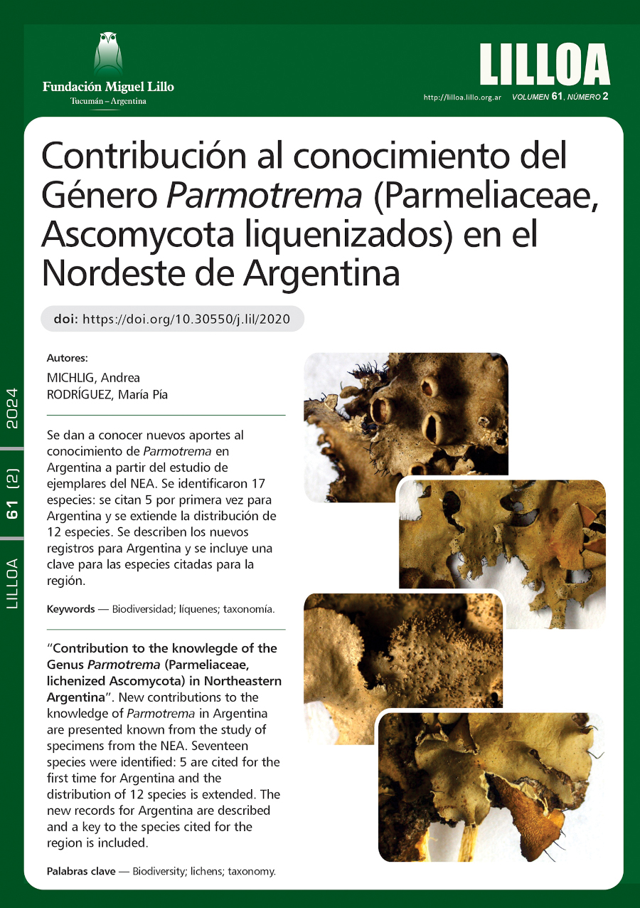 Contribución al conocimiento del Género Parmotrema (Parmeliaceae, Ascomycota liquenizados) en el Nordeste de Argentina