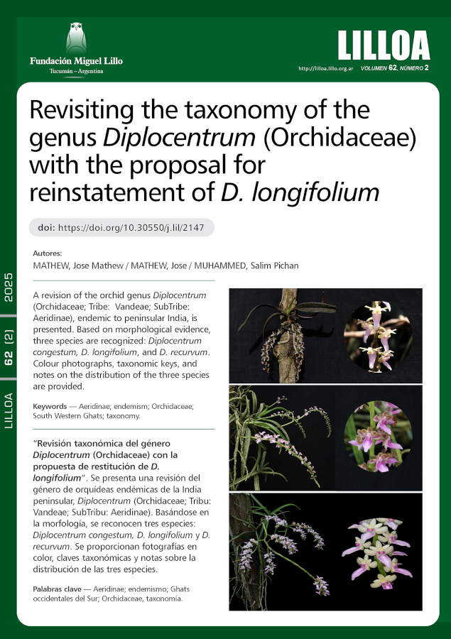 Revisión taxonómica del género Diplocentrum (Orchidaceae) con la propuesta de restitución de D. longifolium