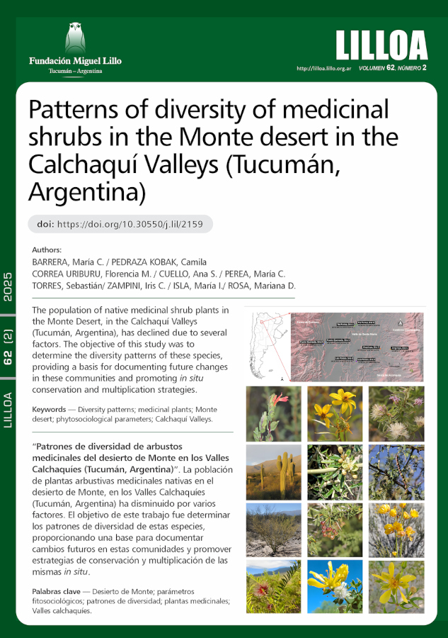 Patrones de diversidad de arbustos medicinales del desierto de Monte en los Valles Calchaquíes (Tucumán, Argentina)