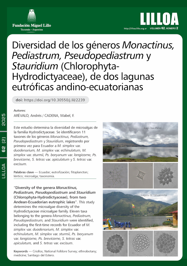 Diversidad de los géneros Monactinus, Pediastrum, Pseudopediastrum y Stauridium (Chlorophyta: Hydrodictyaceae), de dos lagunas eutróficas andino-ecuatorianas