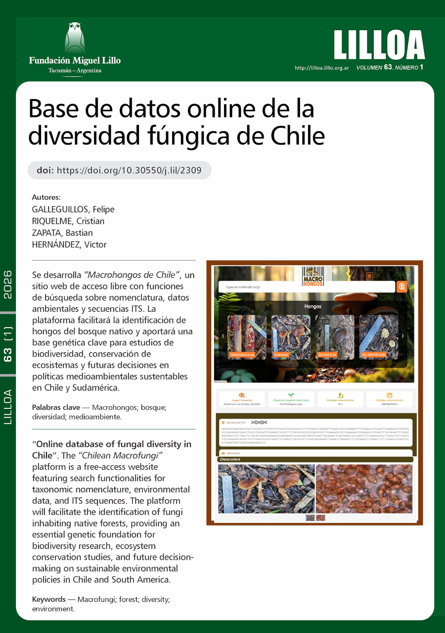 Base de datos para la diversidad fúngica de Chile