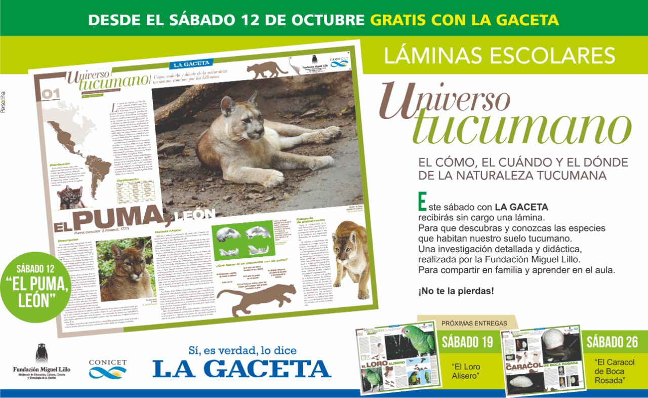 Láminas escolares de Universo Tucumano de la Fundación Miguel Lillo con el diario La Gaceta de Tucumán